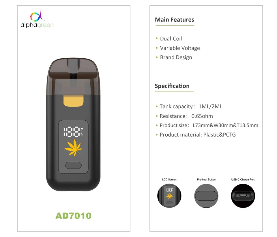 Pocket-Friendly AIO Vape – Dual Coil, 1ml / 2ml Tank, LCD Screen high quality